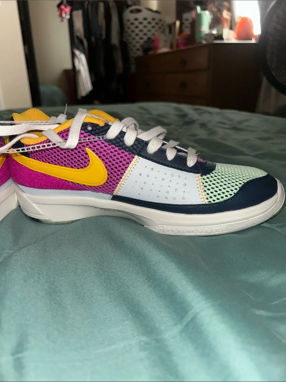 Nike Multicolor Mesh Athletic Sneakers - Yellow, Pink & Mint
